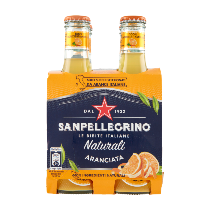 Napój gazowany pomarańczowy Aranciata Naturali 4x200ml - San Pellegrino, Uszkodzone opakowanie, ubytek 2 szt main product photo