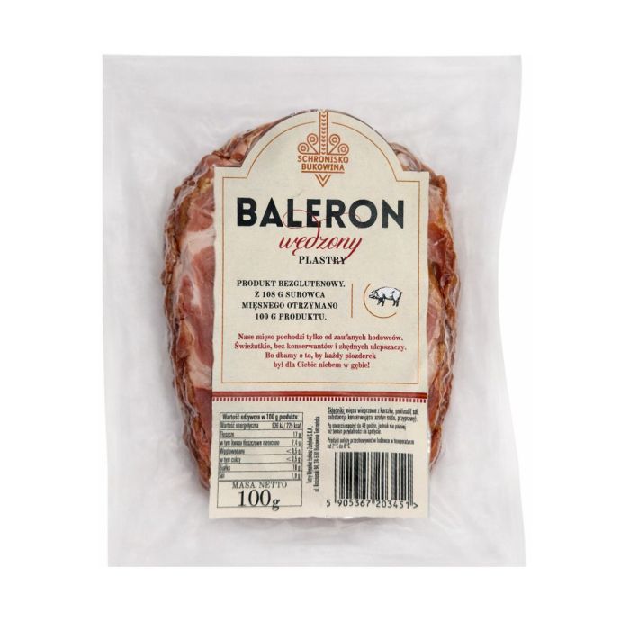 Baleron wędzony w plastrach 100g - Schronisko Bukowina main product photo