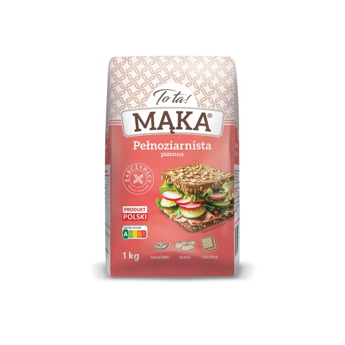 Mąka pszenna pełnoziarnista 1kg - Tota, Uszkodzone opakowanie, ubytek 0.01kg main product photo