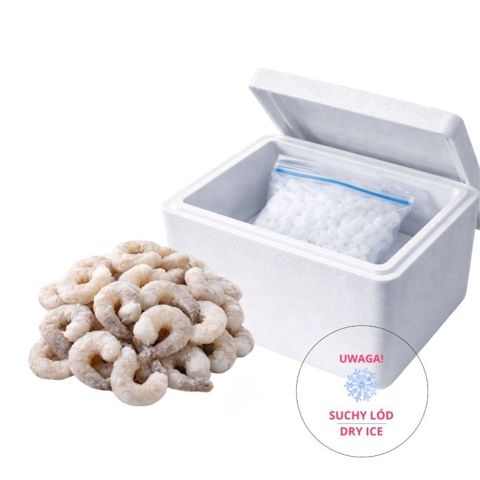 Krewetki białe 16/20 surowe, obrane, z ogonkiem 750g - Odin Seafoods main product photo