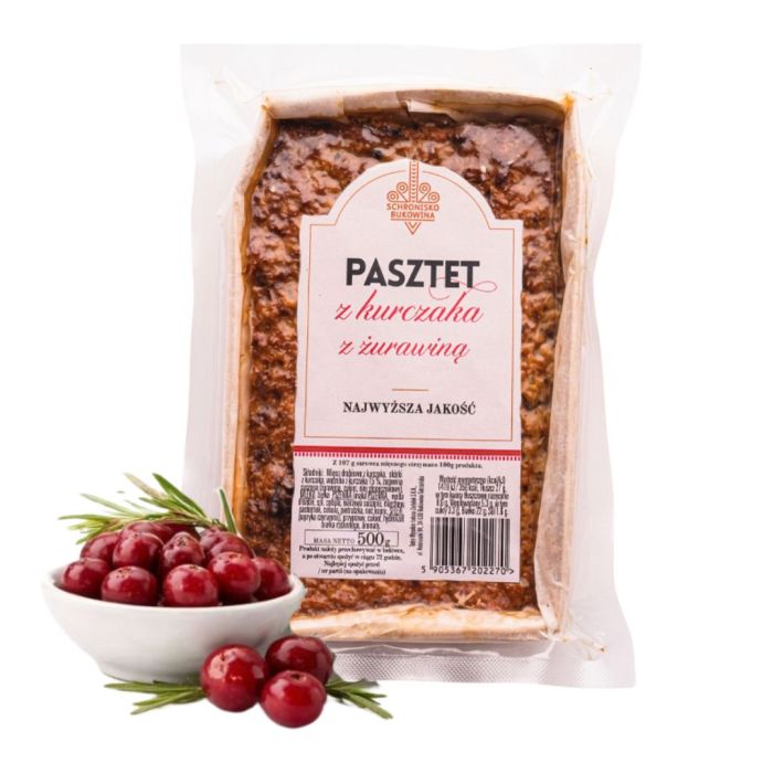 Pasztet z kurczaka z żurawiną 500g - Schronisko Bukowina main product photo