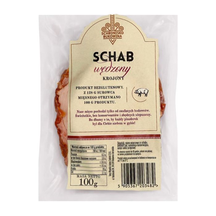 Schab wędzony krojony 100g - Schronisko Bukowina main product photo