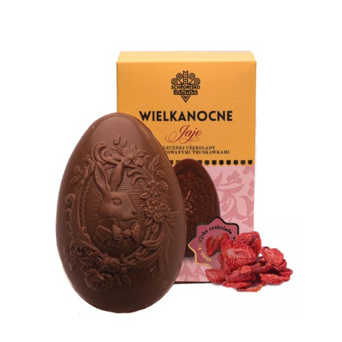 Jajko z mlecznej czekolady i liofilizowanymi truskawkami 60 g - Schronisko Bukowina main product photo
