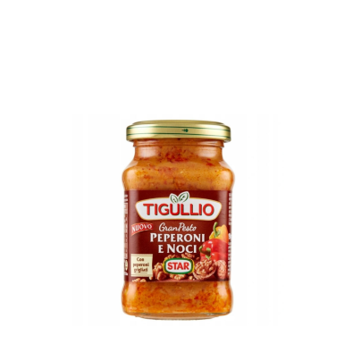 Włoski sos do makaronu z peperoni i orzechami włoskimi - Tigullio - szklany słoik