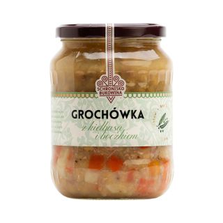 Zupa grochowa z boczkiem i kiełbasą - Groch&oacute;wka