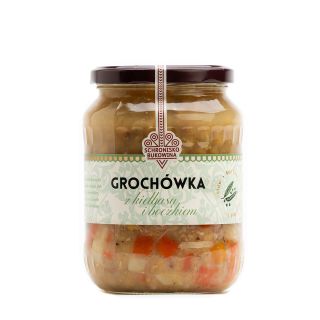 Zupa grochowa z boczkiem i kiełbasą - Groch&oacute;wka