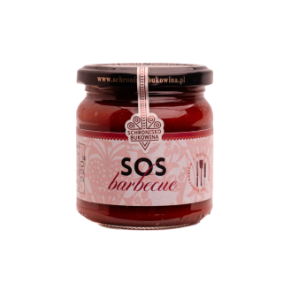 Sos barbeque (BBQ) w małym słoiku.
