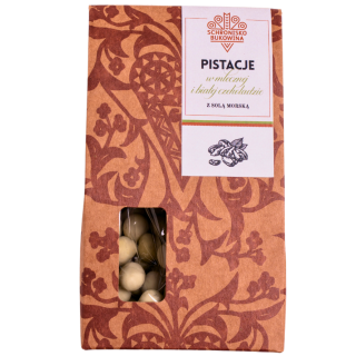 Pistacje w mlecznej i białej czekoladzie z solą morską 100g - Schronisko Bukowina