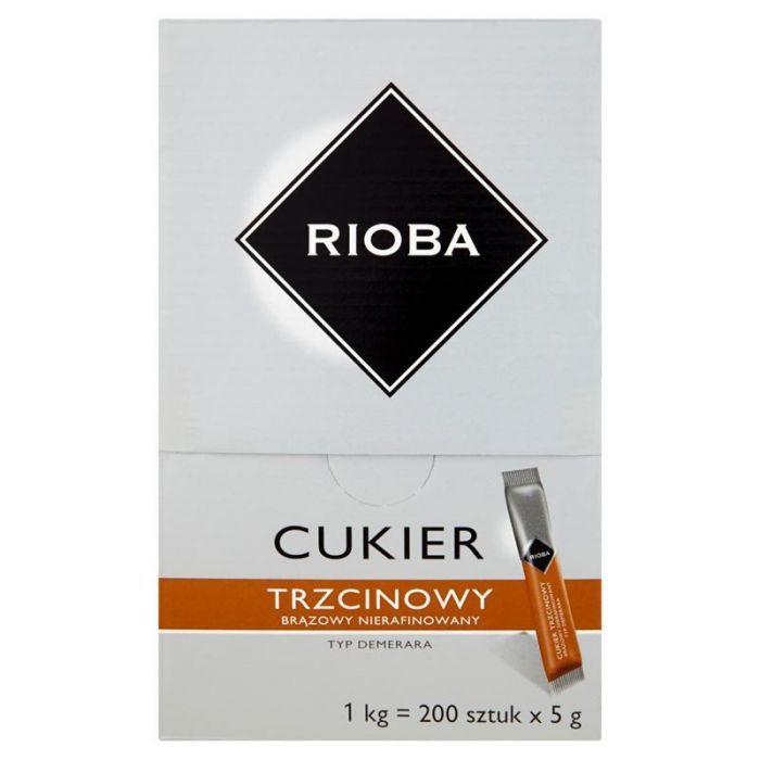 Cukier trzcinowy nierafinowany w szaszetkach 200x5g - Rioba main product photo