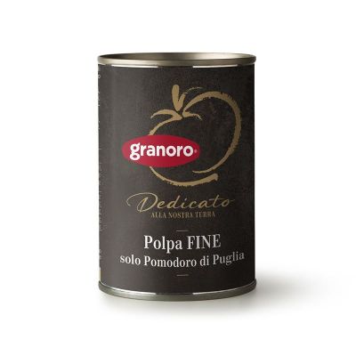 Pulpa pomidorowa solo Pomodoro di Puglia włoska Dedicato 400g - Granoro, opakowanie zgniecione