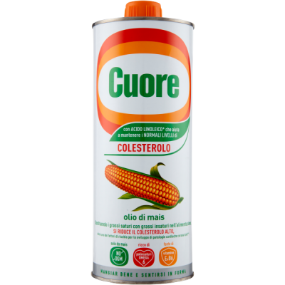 Olej kukurydziany Olio Cuore di mais Vitaminizzato 1l - Bonomelli, opakowanie zgniecione