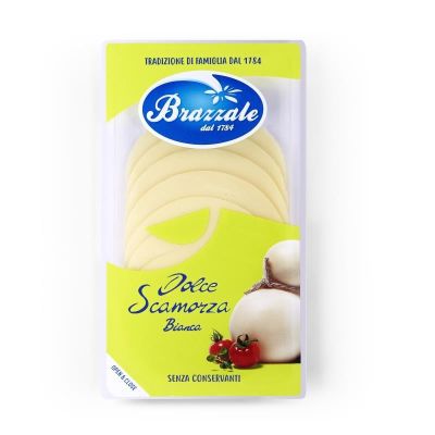 Ser biały bez laktozy  scamorza bez laktozy plastry 80 g - Brazzale