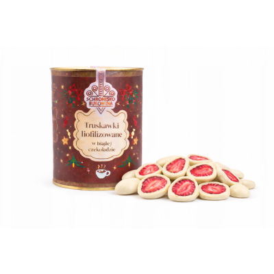 Truskawki liofilizowane w białej czekoladzie 100g - Schronisko Bukowina