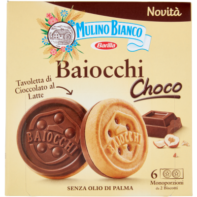 Ciastka nadziewane kremem Baiocchi Choco 144g - Mulino Bianco, Uszkodzone opakowanie, bez ubytku