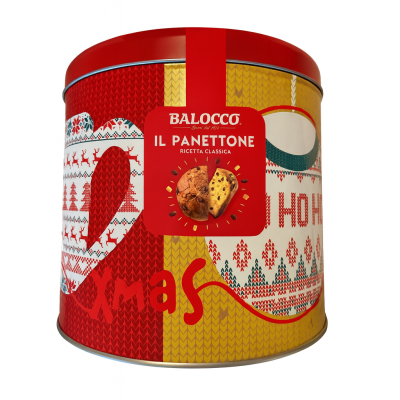 Babka Panettone w puszce Buon Natale 750g - Balocco, opakowanie zgniecione