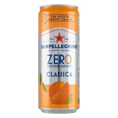 Napój gazowany Aranciata Zero 330ml - San Pellegrino, pogniecziona puszka