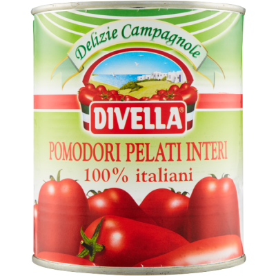 Pomidory Pelati Interi 800g - Divella, opakowanie zgniecione