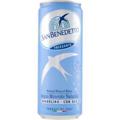 Musująca woda mineralna w puszce 330ml - San Benedetto, opakowanie zgniecione