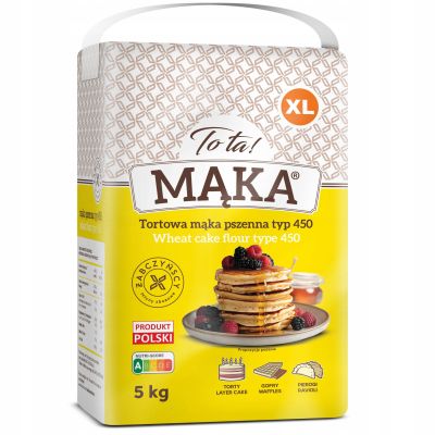 Mąka pszenna typ 450 Tortowa 5kg - Tota, Uszkodzone opakowanie, bez ubytku