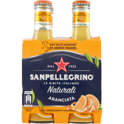 Napój gazowany pomarańczowy Aranciata Naturali 4x200ml - San Pellegrino, Uszkodzone opakowanie, ubytek 2 szt