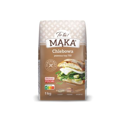 Mąka pszenna chlebowa typ 750 1kg - Tota, Uszkodzone opakowanie, ubytek 0.05kg