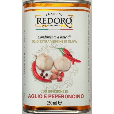 Oliwa z oliwek z czosnkiem i chili w puszce 250ml - Redoro