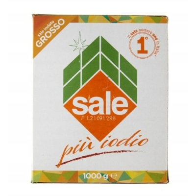 Włoska sól gruba jodowana 1kg - Grosso, opakowanie zgniecione