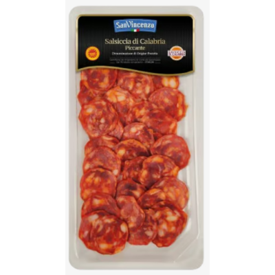 Salsiccia di Calabria DOP pikantna w plastrach 80g - San Vincenzo