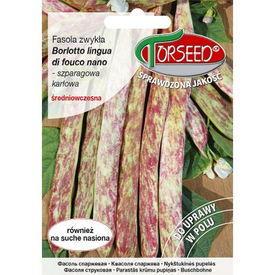 Nasiona Fasola karłowa szparagowa dwubarwna Borlotto lingua di fuoco nano 20g - Torseed