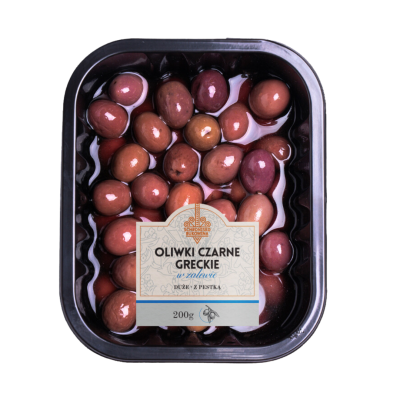 Czarne greckie oliwki z pestką w zalewie 200 g
