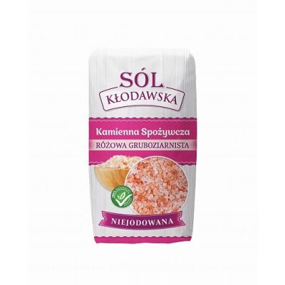 Sól kłodawska różowa gruboziarnista niejodowana 1kg - Kopalnia Soli Kłodawa, Uszkodzone opakowanie, ubytek 0.02kg