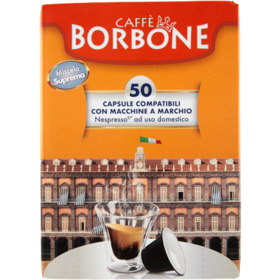 Kawa w kapsułkach 50szt Miscela Suprema Nespresso Caps - Caffe Borbone, Uszkodzone opakowanie, bez ubytku