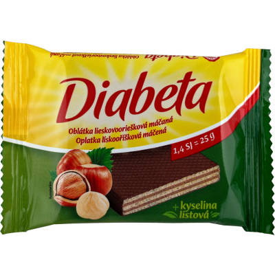 Wafelek w polewie z orzechami włoskimi 25g - Diabeta