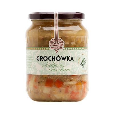 Zupa grochowa z boczkiem i kiełbasą - Grochówka