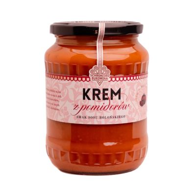 Krem z pomidorów o smaku sosu bolońskiego.