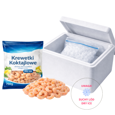 Krewetki koktajlowe Kidi obrane, blanszowane głęboko mrożone 200/300 750g - Seafoods