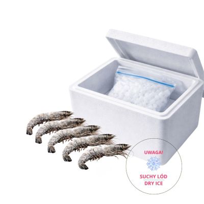 Krewetki 6/8 Black Tiger surowe z głową z ogonem 20% 800g - ebi