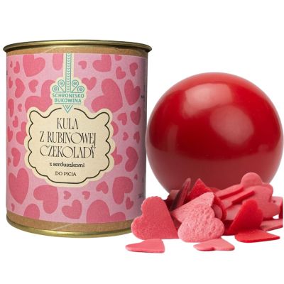 Kula z rubinowej czekolady z serduszkami do picia 45g - Schronisko Bukowina