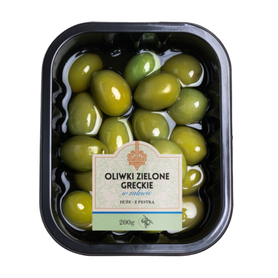 Oliwki zielone greckie w zalewie, duże z pestką 200 g