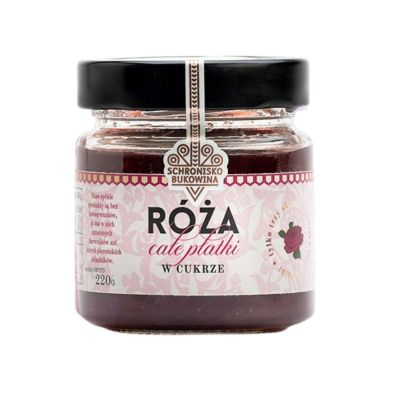 Całe płatki róży w cukrze. 