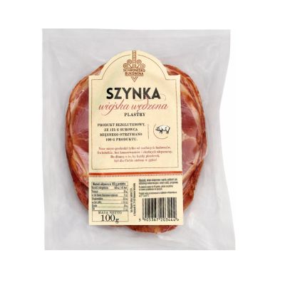 Szynka wiejska wędzona w plastrach 100g - Schronisko Bukowina
