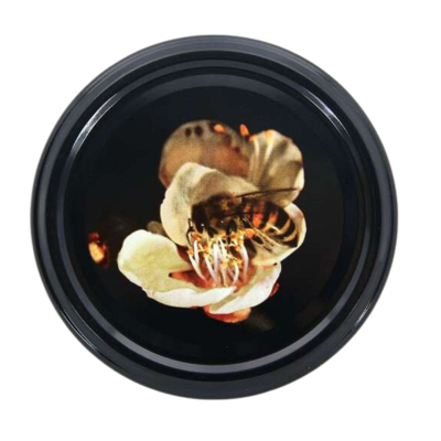 Zakrętka do słoika z pszczołą i kwiatem fi 82