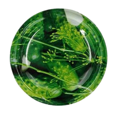 Zakrętka do słoika ze wzorem ogórków fi 82