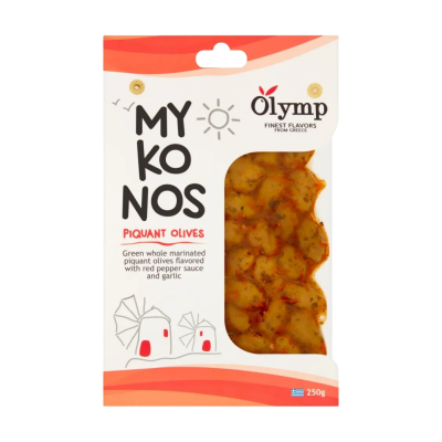 Oliwki zielone marynowane z chilli i czosnkiem Mykonos - Olymp 250 g