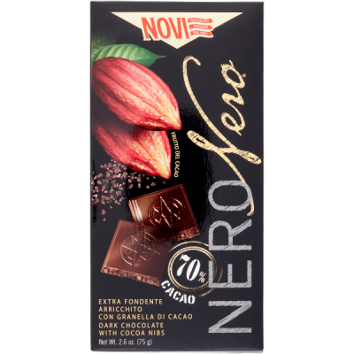 Czekolada gorzka Nero Nero Granella Cacao 70% 75g - Novi