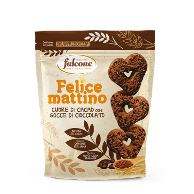 Ciastka Felice mattino Cuore di Cacao con Gocce di Cioccolati 500g - Falcone