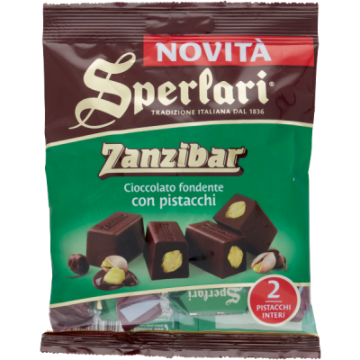 Cukierki Zanzibar Cioccolato Fondente e Pistacchi 117g - Sperlari