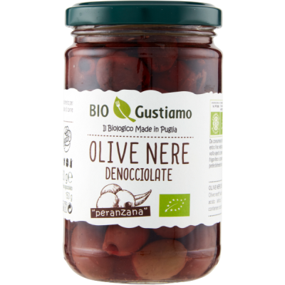 Oliwki czarne drylowane Olive Nere Denocciolate Peranzana 280g - Bio Gustiamo