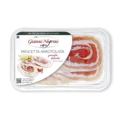 Pancetta Arrotolata pressata plastry delicata 80g - Gianni Negrini