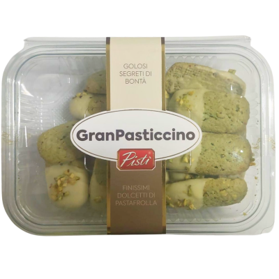 Ciastka Kuki al pistacchio bagnato di cioccolato bianco 150g - Pisti